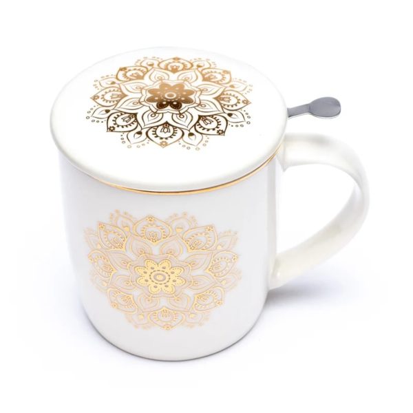 Set de tasses à thé Mandala blanc – Image 2