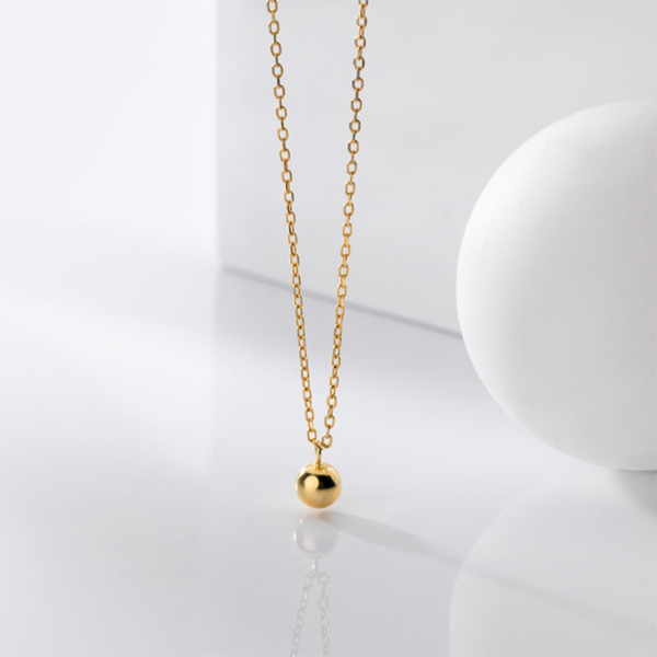 Collier en argent 925 plaqué or 18K avec perles rondes