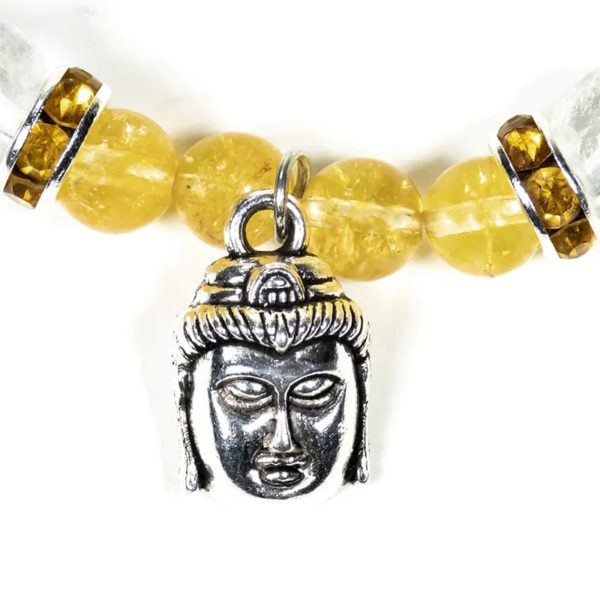 Pulseira de citrinos e cristais de rocha com Buda - Image 2