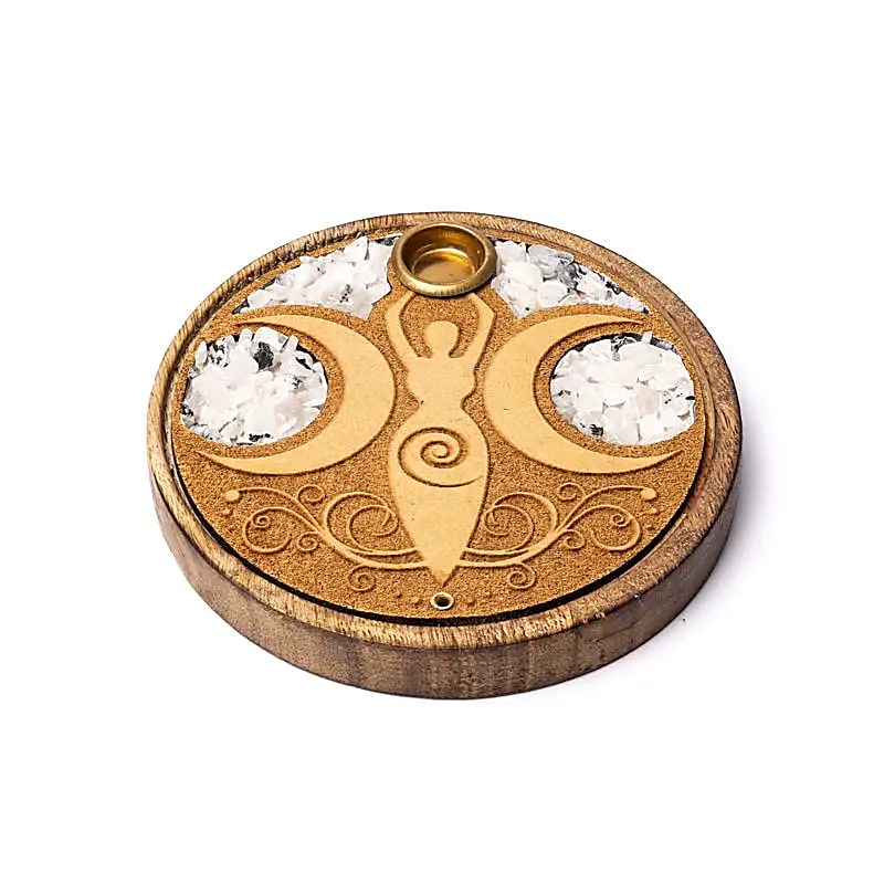 Brûleur d'encens cônes et bâtonnets Déesse de la lune pierre de lune