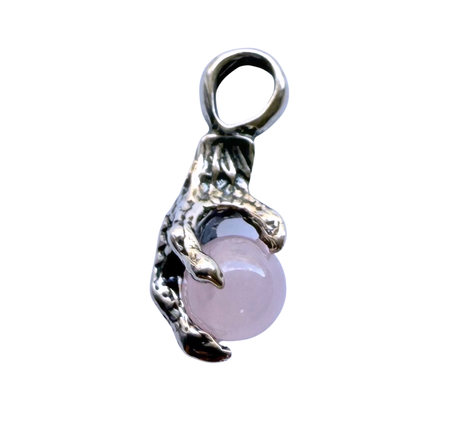 Pendentif Griffe du Pouvoir avec Sphère de Quartz Rose Naturel