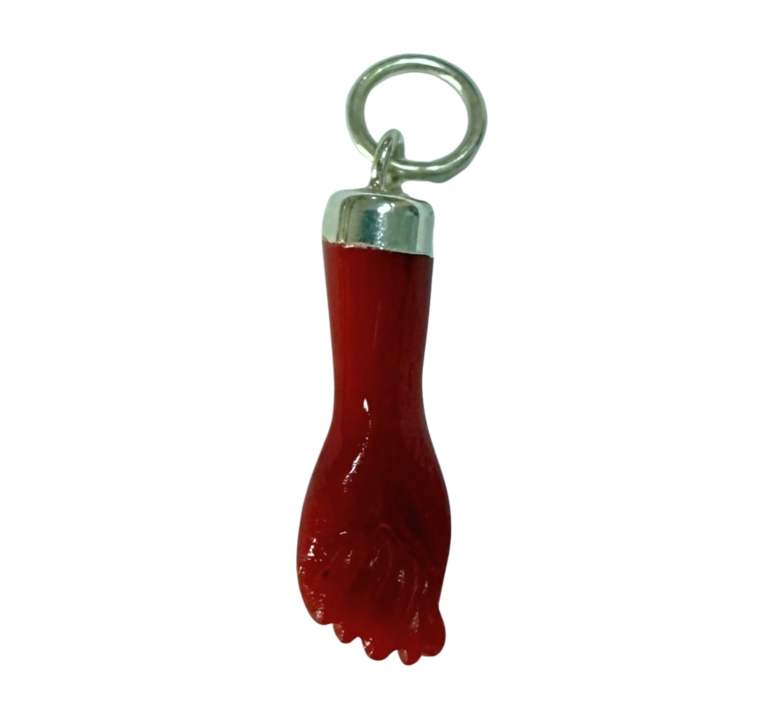 Pendentif Main Figa Rouge en Argent