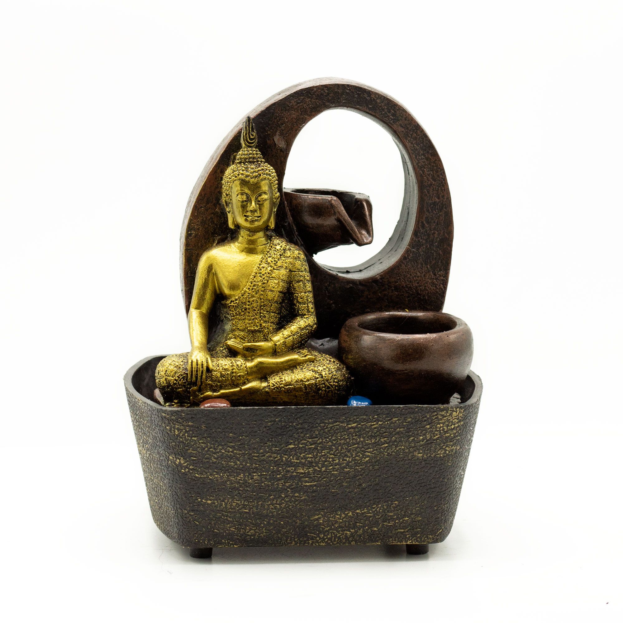 Fonte de água para interior - Buda dourado e cascata 21,5cm